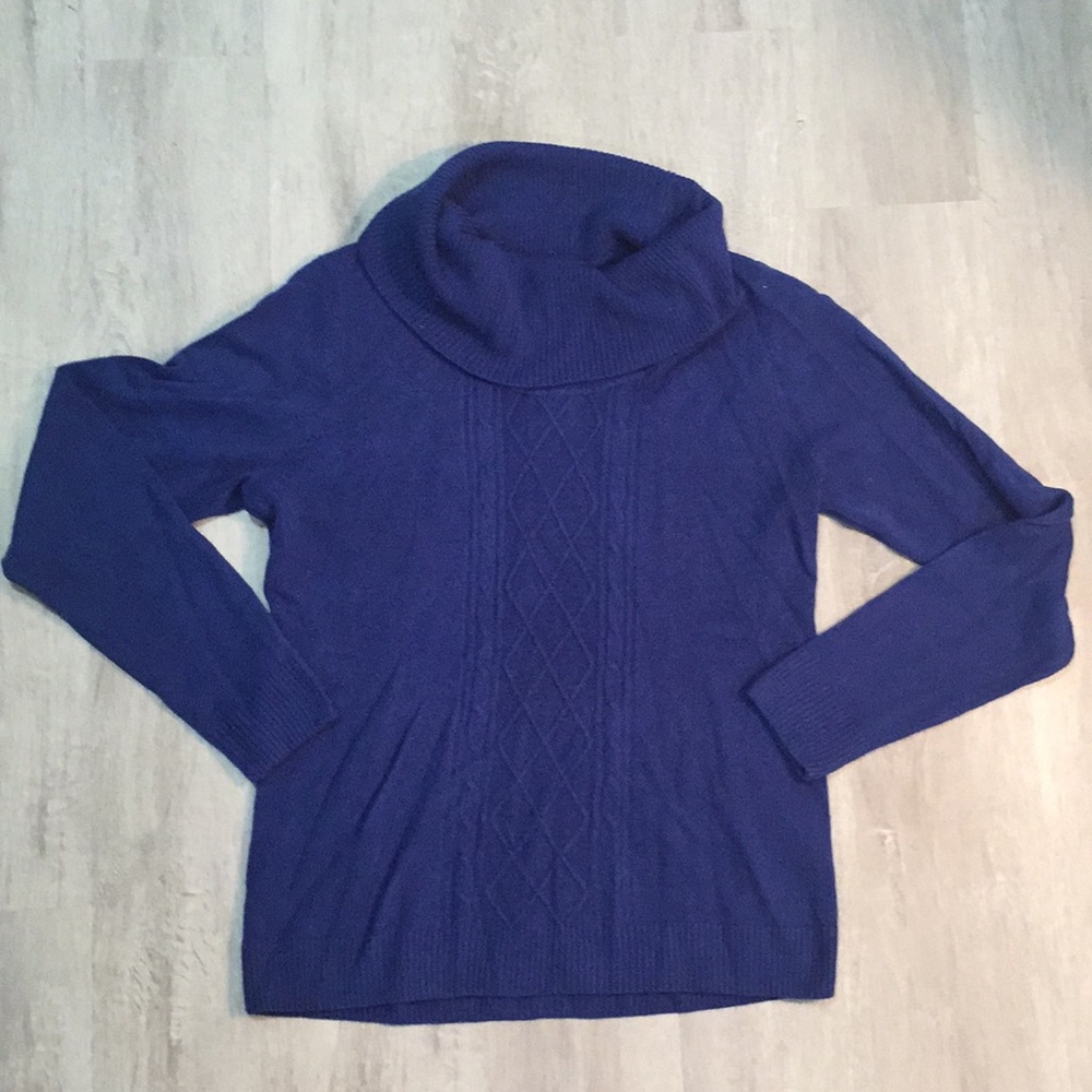 Carolyn Taylor Loose Turtle neck Blue Sweater Medium